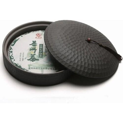 Black Ceramics Tea Cake Box Simple Flat Round Storage Jar Japanese Food Container Classical Coffee Bean Tanks For Candy Nut Scen