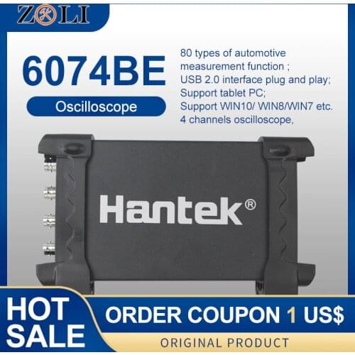 Hantek 6074BE Digital Storage Oscilloscopes PC USB Portable Oscilloscopes 4 Channels 70MHz bandwidths Support WIN10