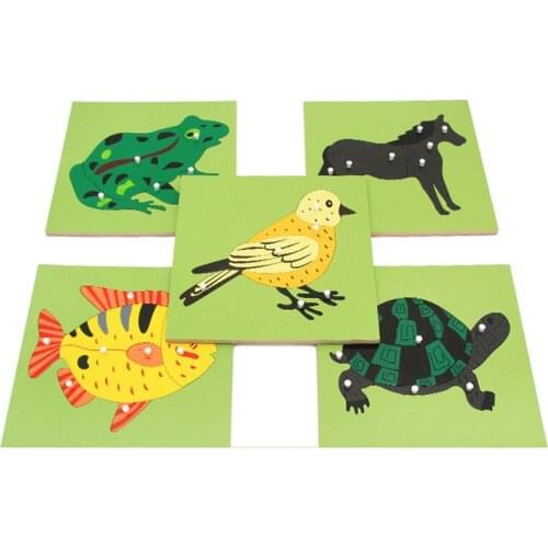 Wooden Educational Panels Juguetes For Kid Montessori Materials Animal Puzzle Toy Bird Fish Turtle Board Sensory Toys