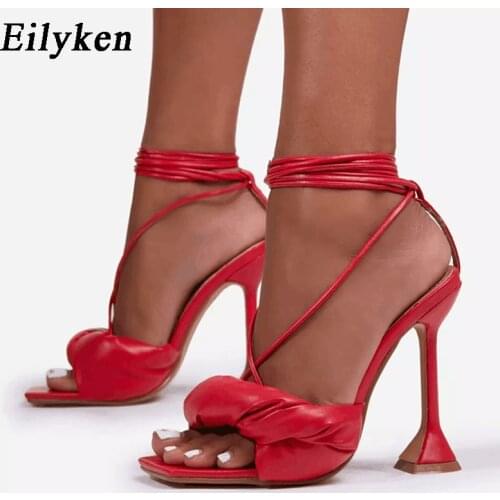 Eilyken Women Sandals Square Toe Ankle Strap Summer High Heels Shoes Ladies Fashion Plus Size 42 Female Comfort Design Sexy Woma