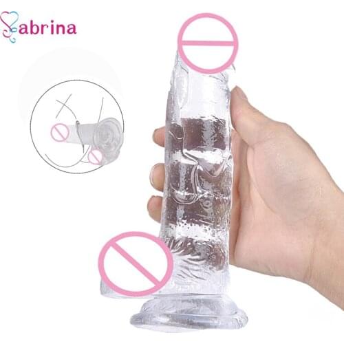 Jelly Crystal Dildo Soft Realistic Penis Suction Cup Male Dick Female Masturbation Adult Sex Toys for Woman Anal Dildo Vibrator