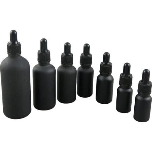 360 x 5ml 10ml 15ml 20ml 30ml 50ml 100ml Essential Oil Frosted Black Glass Bottle With Dropper For Liquid Reagent Pipette Vial