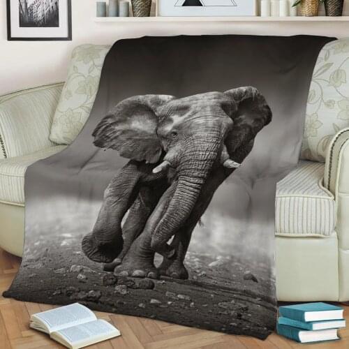 African Elephant Flannel Throw Blanket 3D Printed Keep Warm Sofa Child Blanket Home Decor Textiles Dream Family Gift