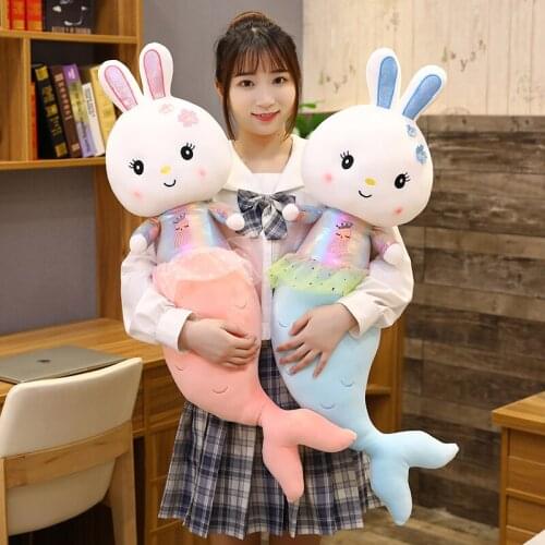Beautiful Mermaid Rabbit Plush Toys Stuffed Creative Girls Bunny Appease Doll Soft Sleep Nap Pillow Cushion Girls Gift