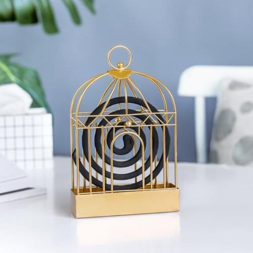 Creative Mosquito Coil Holder Birdcage Shape Summer Day Iron Mosquito Repellent Incenses Rack Plate Home Decoration Nordic Style