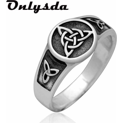 Viking Stainless Steel Celtics Knot Ring Men Nordic Trinity Wedding Rings Womens Band Promise Jewelry