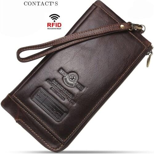 Male Clutch Leather Retro Men Wallet Multifunctional RFID Anti-theft Brush Clutch Card Holder for Men