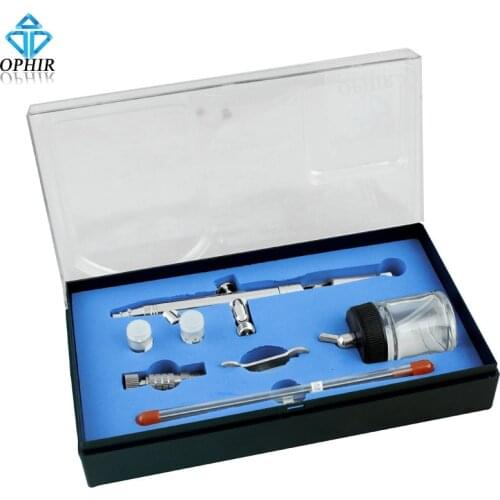 OPHIR Pro Airbrush Kit Gravity Dual-Action Airbrush Set Kit Auto Paint Spray Gun For Cake Paint /Makeup 3 Tips Nozzle_AC093