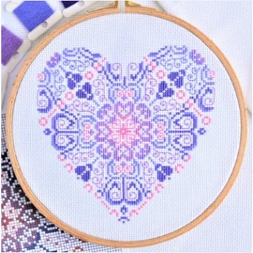 Needlework Cross stitch Handmade 14CT Counted Canvas DIY,Cross-stitch kits,Embroidery Flower Beautiful lace heart 25-25