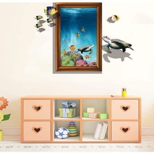New 3D seafloor false window landscape stereoscopic painting living room bedroom decoration painting