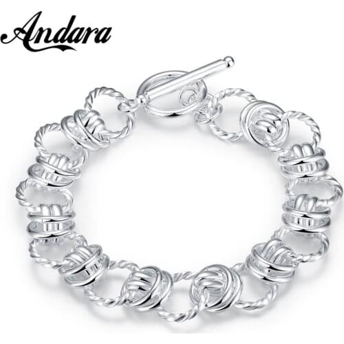 New 925 Sterling Silver Bracelet Round Exaggerated Silver Bracelet Men And Women Jewelry Gifts