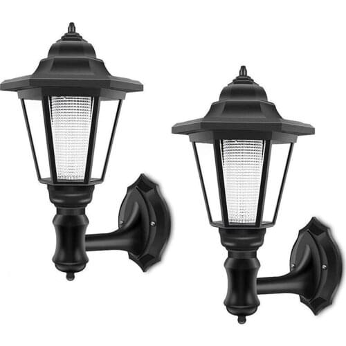 New Solar Wall Lantern Wall Lamp, Solar Waterproof Wall Light Outdoor Wall Sconce Led Hexagon Light Fixture for Wall, Garage, Fr