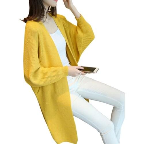 New Sweater Cardigan Coat Women Casual Fashion Long Loose Long-Sleeve Solid Pocket Knitted Jacket Spring Autumn 2019 Outerwear