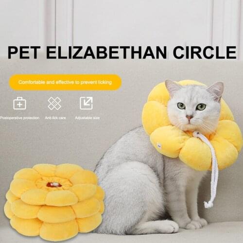 Pet Collar Dog Cat Anti-Biting Adjustable Cute Flower Adjustable Elizabeth Circle Protective Collar Pet Soft Headgear
