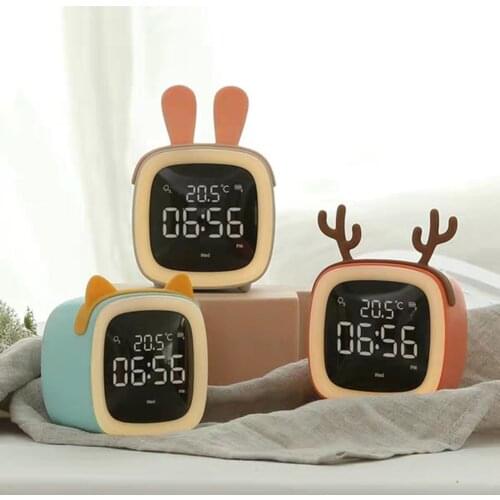 Cartoon Bunny Kids Alarm Clock Sleep Trainer Rechargeable Night Light Control Sleep Timer with Digital Thermometer