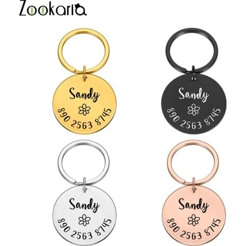 Anti-lost Flower Personalized Dog Collar Pet ID Tag Engraved Pet ID Name for Cat Puppy Dog Collar Tag Pet Accessories