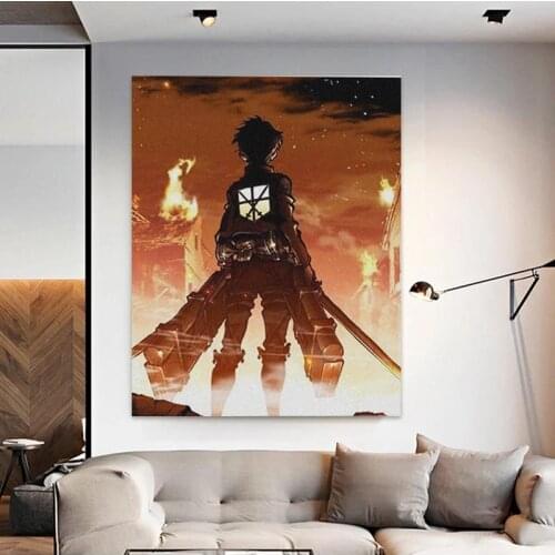 Eren Jaeger attack on titan Shingeki no Kyojin anime poster Canvas Wall Art prints Home bedroom decor Painting Decor No Frame