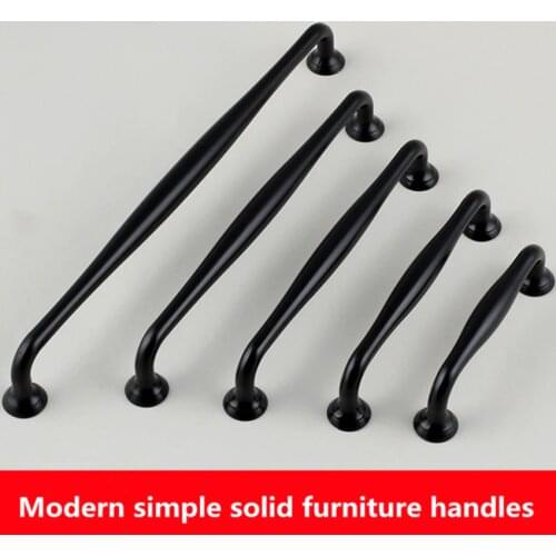 128 160 192 256mm modern simple black kitchen cabinet wardrpbe door handle black drawer tv cabinet cupboard dresser knob pull 5"