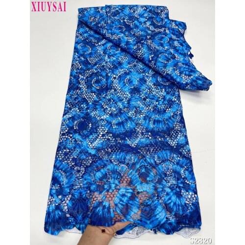 Blue Guipure Cord Lace Fabric 2021 High Quality African Water Soluble Lace Fabric For Nigerian Wedding Party Dress Sew