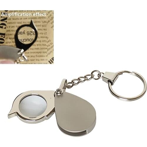 Folding Jewllery Loupe Portable Magnifying Glass 8X Mini Pocket Folding Key Ring Magnifier with Key Chain Daily Magnifying Tool