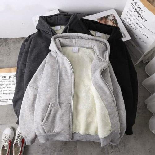 Winter Zip Up Hoodie Sweatshirts For Women Warm Vintage Sweatshirt Oversized Hoodies For Women Zipper Thick Clothes