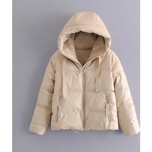 Trendy Winter Women Jacekt New Autumn Hooded Thick Warm Short Cotton Coat Casual Long Sleeve Zipper Black Parka Out Wear