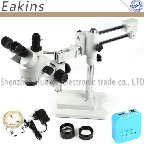 3.5~90X Continuous Zoom Double Boom Stereo Trinocular Microscope 36MP HDMI Microscope Camera 0.5X/2.X Barlow Lens 144LED Light