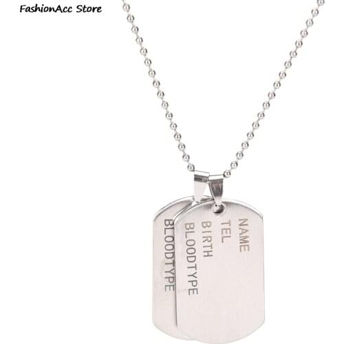 Unique Designer Stainless Bead Steel Pendant Necklace Jewelry Accessories Mens Nameplate Military Army Style Dog Tags Chain