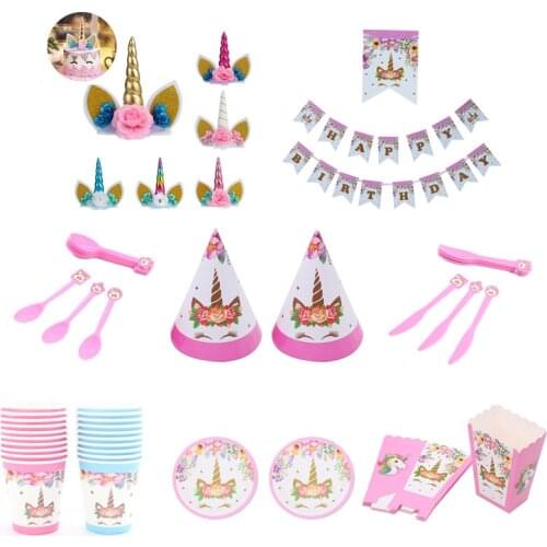 Unicorn Party Disposable Party Tableware Unicornio Birthday Party Decorations Kids Baby Shower Decorations Event Party Supplies