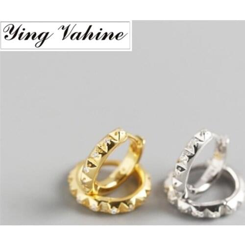 Ying Vahine 100% 925 Sterling Silver Punk Style Gearwheel Stud Earrings for Women