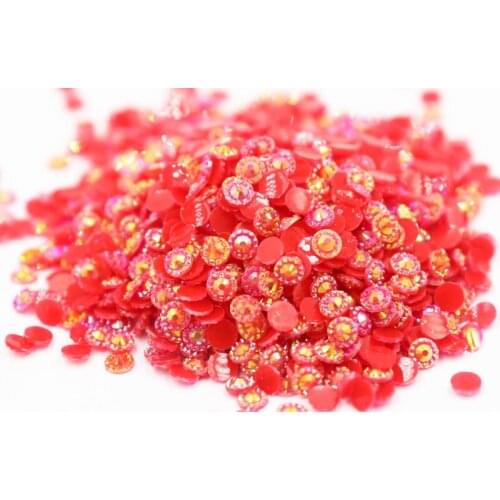 Jelly Siam AB Color Sunflower 4mm,5mm,6mm Facets FlatBack Resin Rhinestone Nail Art Garment Decoration Beads