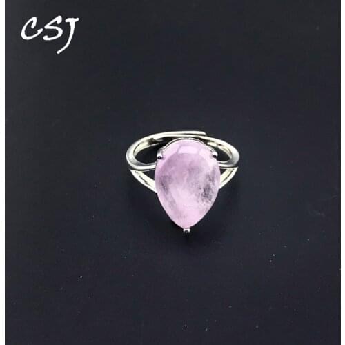 CSJ Natural Kunzite Rings for Women Lady Jewelry Party Wedding Gift