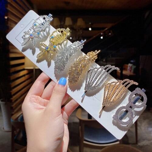 1Pc Shining Hairpins Crystal Rhinestones Word Hair Clips Women Styling Hairgrip Diamond Hair Clip Rhinestone Hairpin