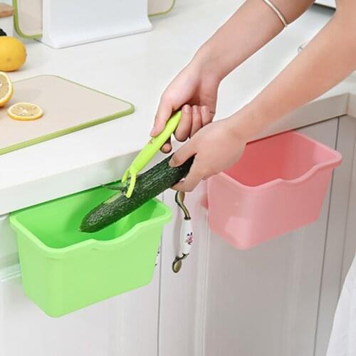 1PC Mini Hanging Trash Can Kitchen Cabinet Door Waste Bins Food Vegetable Garbage Storage Bucket Household Desktop Trash Bin