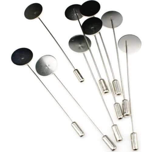 20 Pieces 2 3/4" Stick PIns with 15mm Glue Pad and Clutches for Adhering Flat back OBJECTS - Make a brooch EFFORTLESSLY