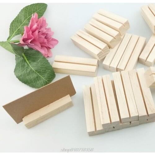 20pcs Natural Wood Name Memo Clips Photo Holder Business Card Stand Desktop Message Organizer M03 21 Dropshipping