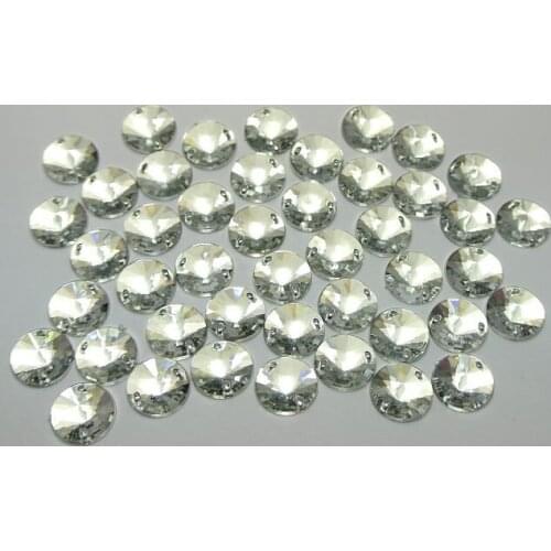200 Flatback Acrylic Round Rivoli Sewing Rhinestone Button 12mm Sew on beads