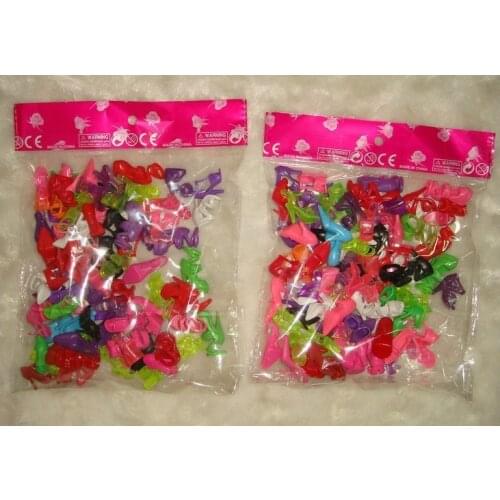 200Pairs/lot 40Pairs/Pack High Quality Shoes For Barbie Doll Mixed Styles High Heels Sandals Slippers Dolls Shoes Gift Pack Toys