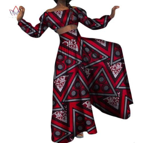 African Print Cotton Suit Woman Plus Size 2 Pieces Short Top and Pants Set African Traditional Dashiki Clothing BRW WY2509