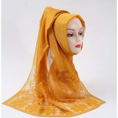 2021 Fashion Women Hijab Scarf Floral Hollow Foulard Muslim Head Band Scarves Polyester Female Pashmina Bufanda Hijabs New