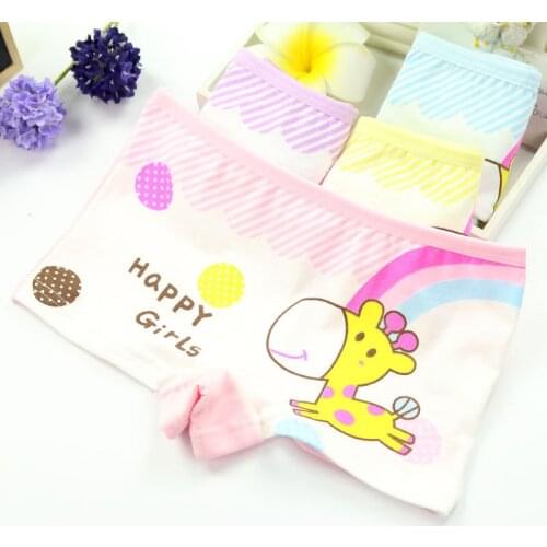 4Pcs/Lot Girls Underwear Childrens Cotton Boxers Kids Shorts Panites Baby Girl Clothes for 2-10 years