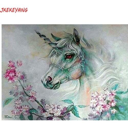 5D DIY square/round Diamond painting Unicorn and flowers Cross Stitch Diamond Embroidery Pattern Rhinestone J1838