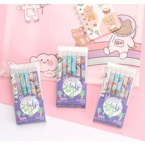 6PC/SET Cartoon Carbon Pen Cute Press Water Pen Animal Graffiti Gel Pen Student Net Red Pen Creative Stationary Wholesale Prize