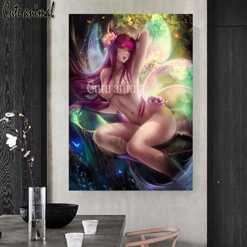 Diy diamond painting Sexy anime girls mosaic crystal painting full square round diamond embroidery cartoon nine tailed fox fairy