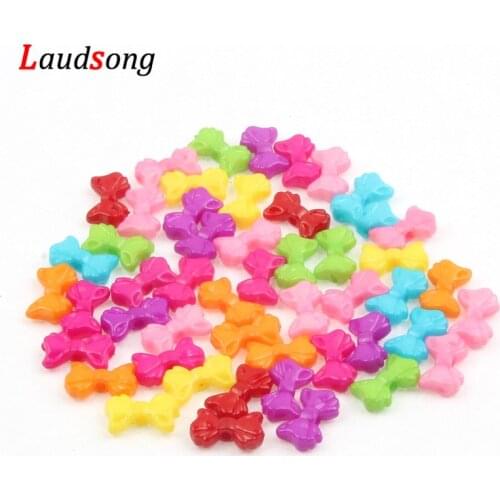 50Pcs Mixed bow-knot Acrylic Beads Spacer Loose Beads For DIY Jewelry Making Necklace Bracelet Handmade Crafts Accessories