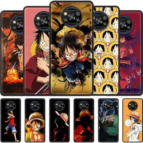 Phone Case For Xiaomi Mi Poco X3 NFC M3 Note 11 10 Lite 10T Pro 5G 9 9T SE CC9 CC9E Black Shell Cover One Piece D Luffy Anime