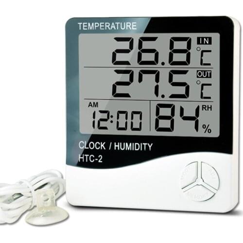 Digital Thermometer Hygrometer Electronic Temperature Humidity Meter Gauge Home Indoor Outdoor Clock