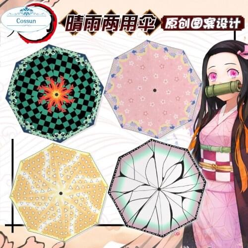 COSSUN Anime Demon Slayer Tanjirou Nezuko Zenitsu Giyuu Shinobu Inosuke Printed Umbrella Parasol Cosplay Fans