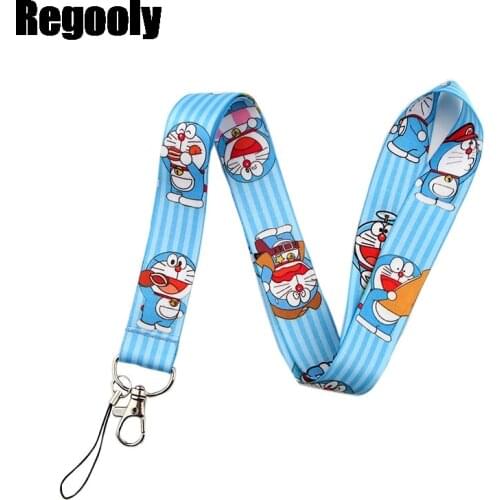 Doraemon Owl cartoon anime Neck Strap Lanyards ID badge card holder keychain Mobile Phone Strap Gift Ribbon webbing necklace