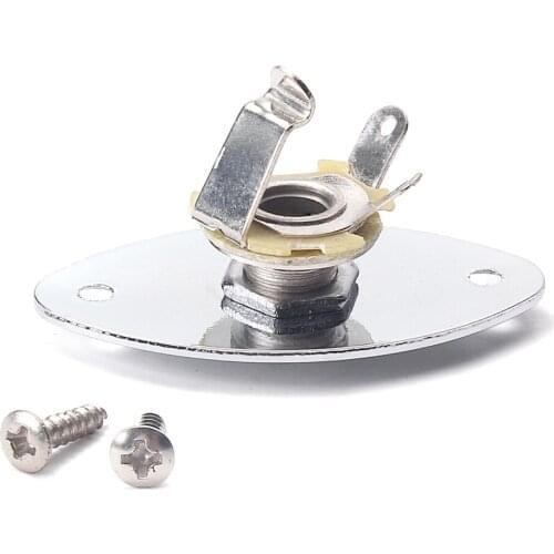 Chrome 1/4'' Oval Shape Guitar Output Jack Plate for Cigar Box Electric Guitar Musical Instrument Parts Accessories